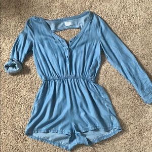 Denim romper with small back cutout!